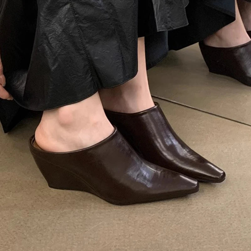 Quality Women Platform  Wedges Pointed Toe Shoe Summer Designer 2025 Sexy Mule/Sandal.  Mujer