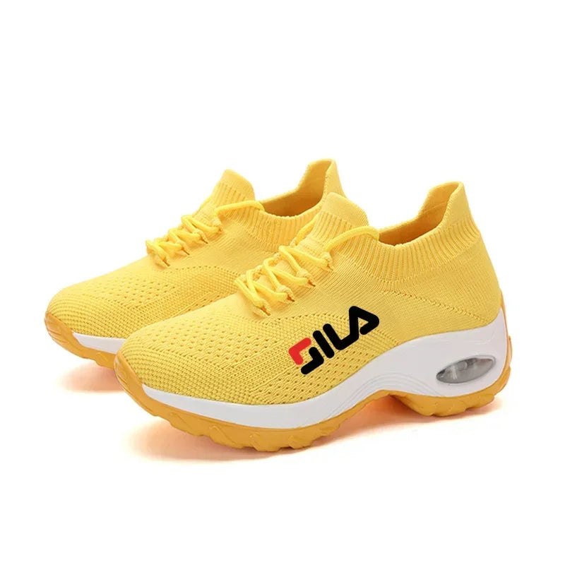 Women Tennis Breathable Mesh Height-increasing Slip-on Sneakers Thick Bottom Platform