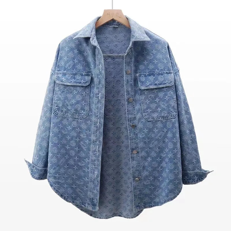 Denim Women's Autumn Loose Long Sleeve Shirt S-3X