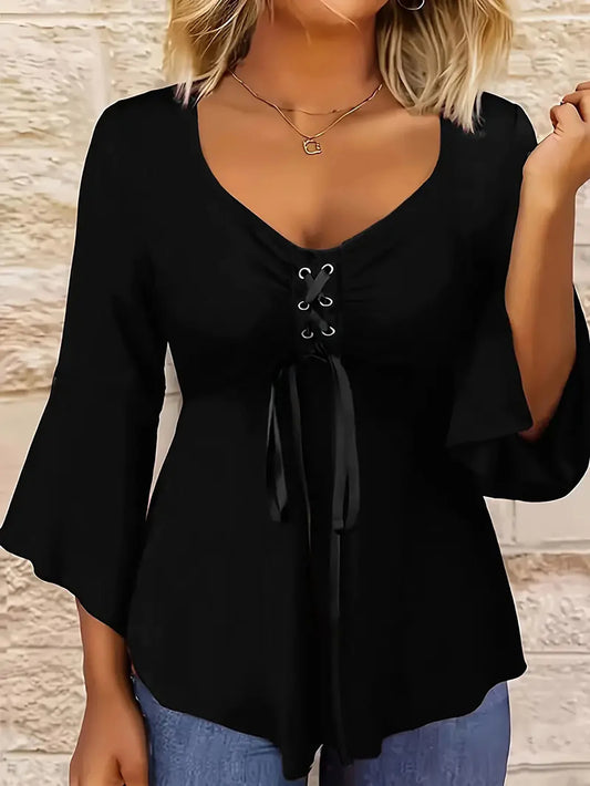 Plus size women's new style European Style casual solid colour top