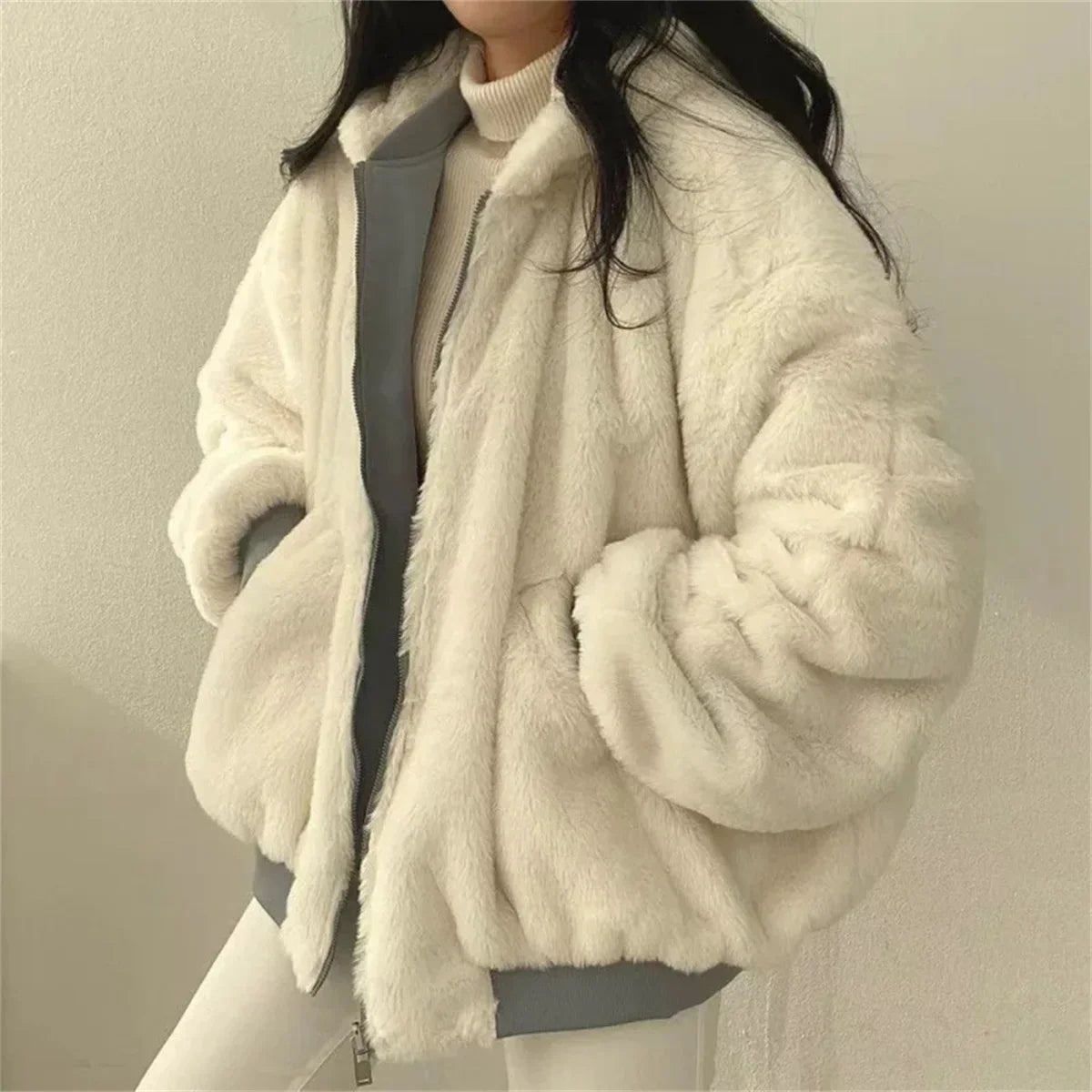 Reversible Thick Coat - Zipper Hooded Women Winter Jacket Elegant Solid Fashion Warm Casual S-2X