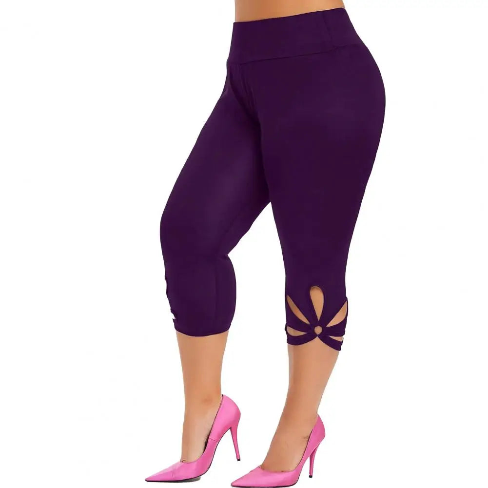 Curvy Size Ladies Capri Elastic Waist Slim Pants Can Dress Up Or Dress Down.