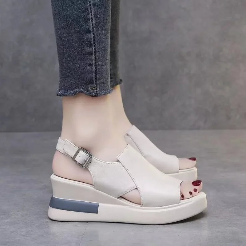 Summer Wedge Platform Very Comfortable Sandals Fashion Soft Solid Colour.