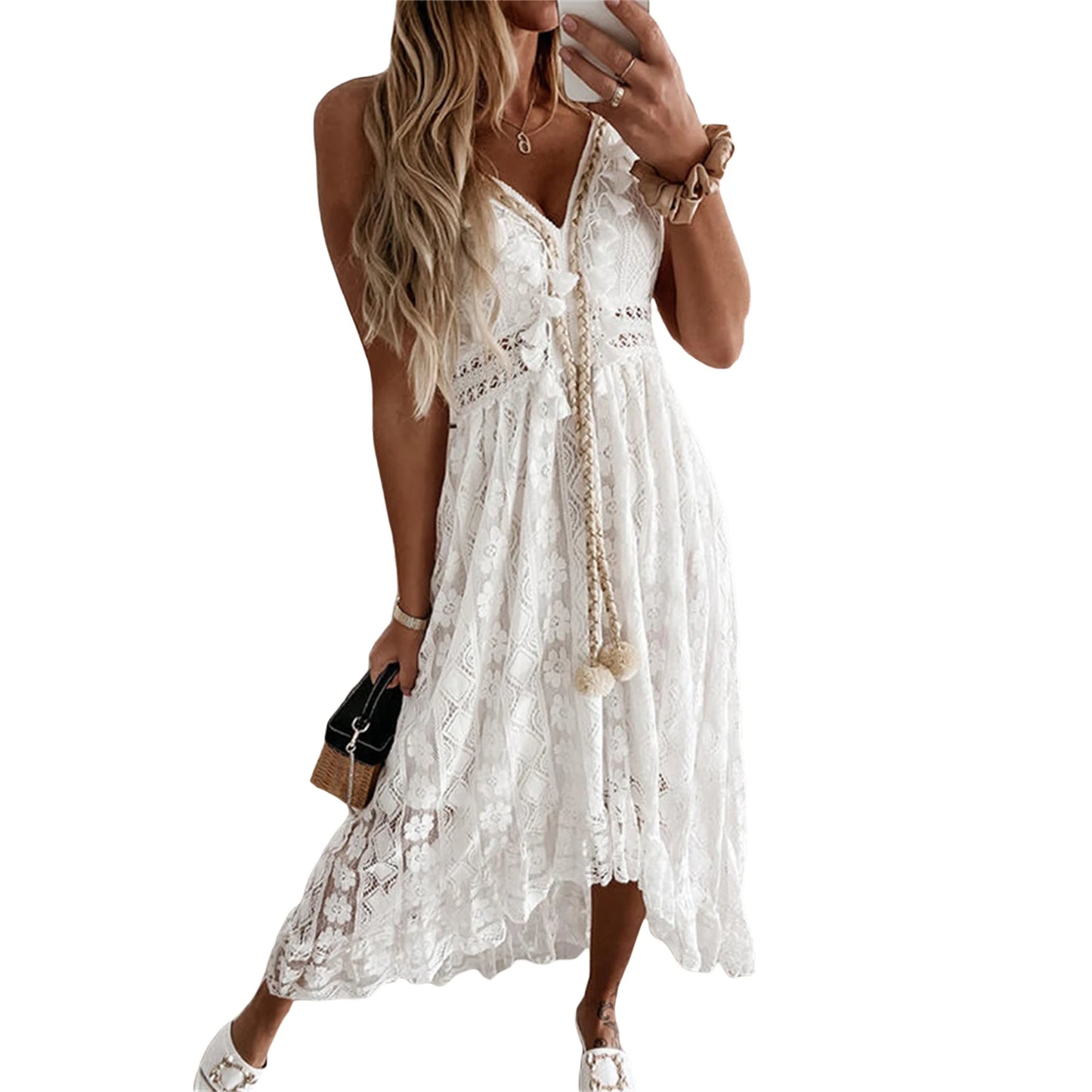 European Lace Swing Long Casual Dress.  S-XXL