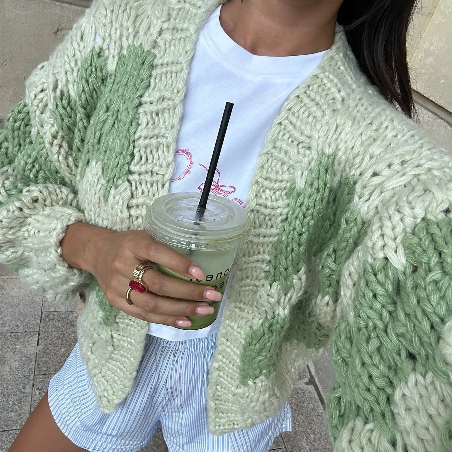 Women Oversized Cardigan /Sweater Long Sleeve Chunky Knit.