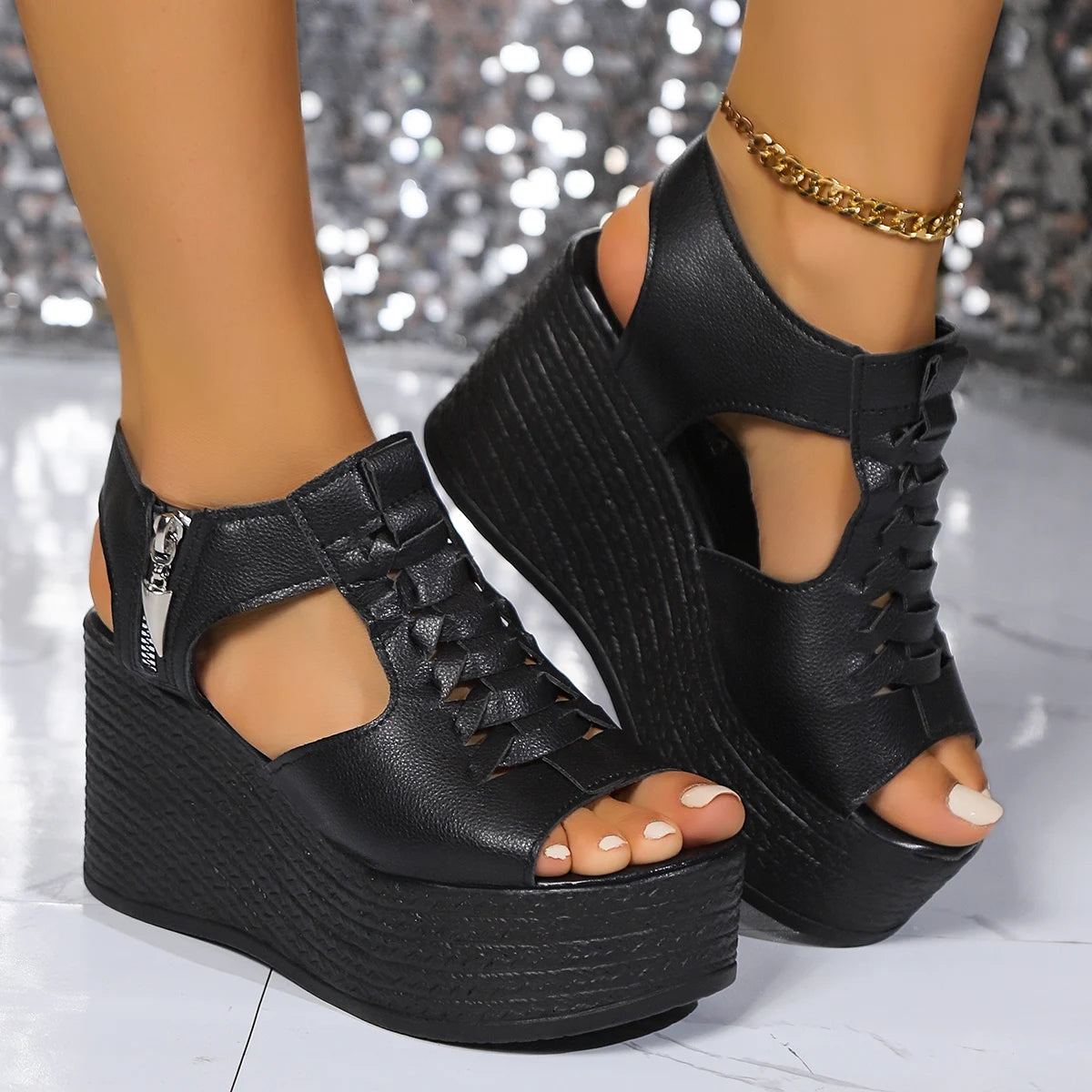 Summer New Wedge Platform Sandals Sexy Heels With Peep Open Toe.
