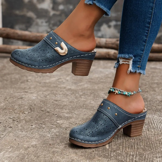 Women's Shoes Fashion Metal Decoration Solid Quality Clog