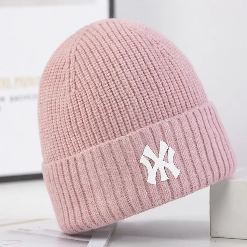 Unisex Keep Warm Autumn Winter Knitted Hat Female MY Letter Embroidery Hip-hop Hat Beanies Hats .