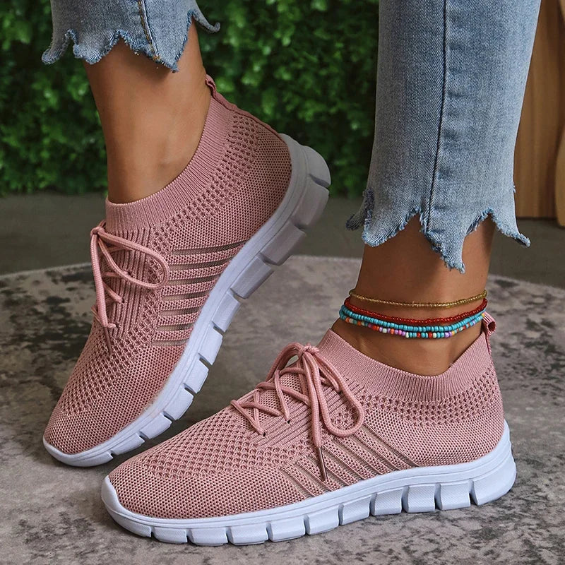 Lightweight Breathable Comfortable Running Shoes for Women Non Slip Soft Sole Slip on Casual Sneaker
