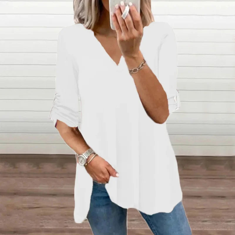 Women's V-Neck Long Sleeve Chiffon Shirt New Style Top Slim.  S-5X