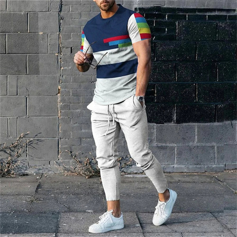 Fashionable Men's 2 Piece Set Short Sleeve Sportswear And Street Wear