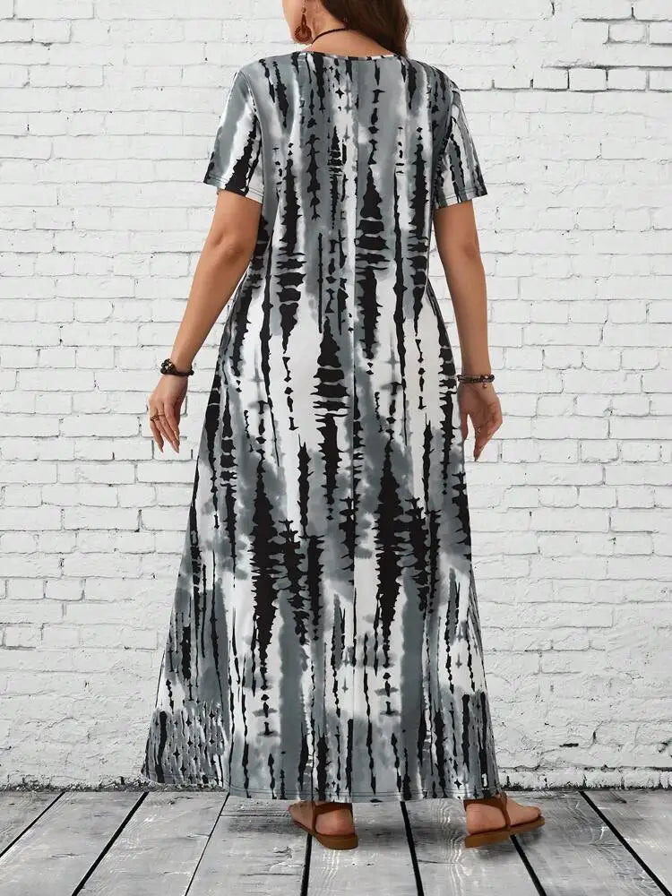 Summer women's casual printed long plus size dress
