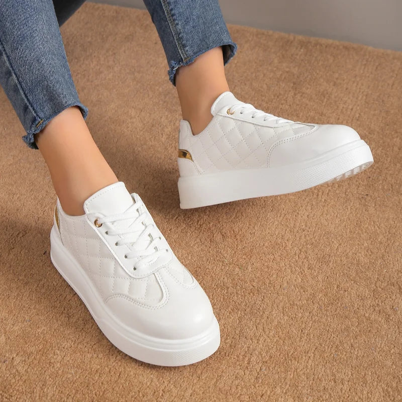 Woman Casual Comfortable Sneakers Round Toe Platform Lace Up Female Vulcanized Shoe/Loafer