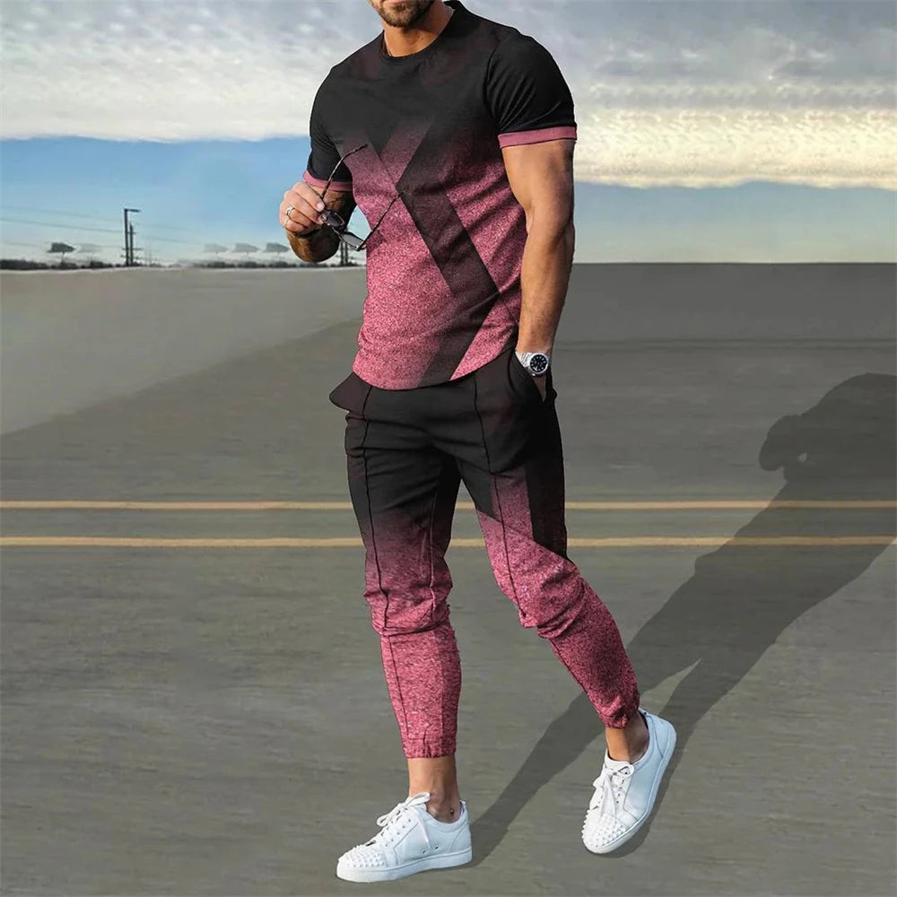 Fashionable Men's 2 Piece Set Short Sleeve Sportswear And Street Wear