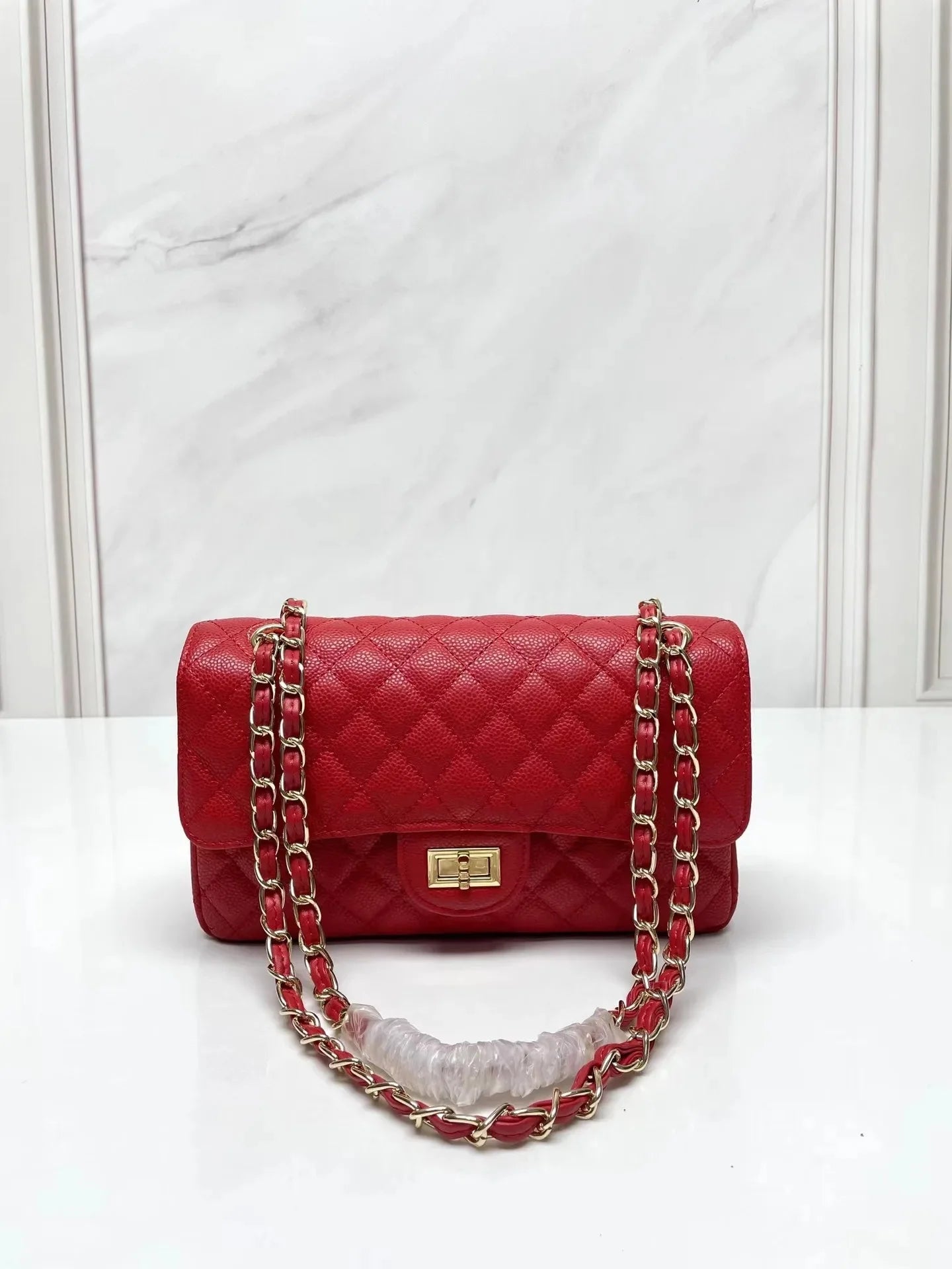 New Vintage Cow Leather Argyle Chain Hand/Cross body Designer Bag 25CM