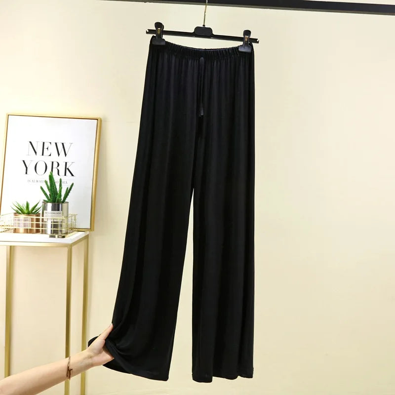Plus size L to 6XL Women's wide leg pants high waist Loose Long solid colour Casual Pants