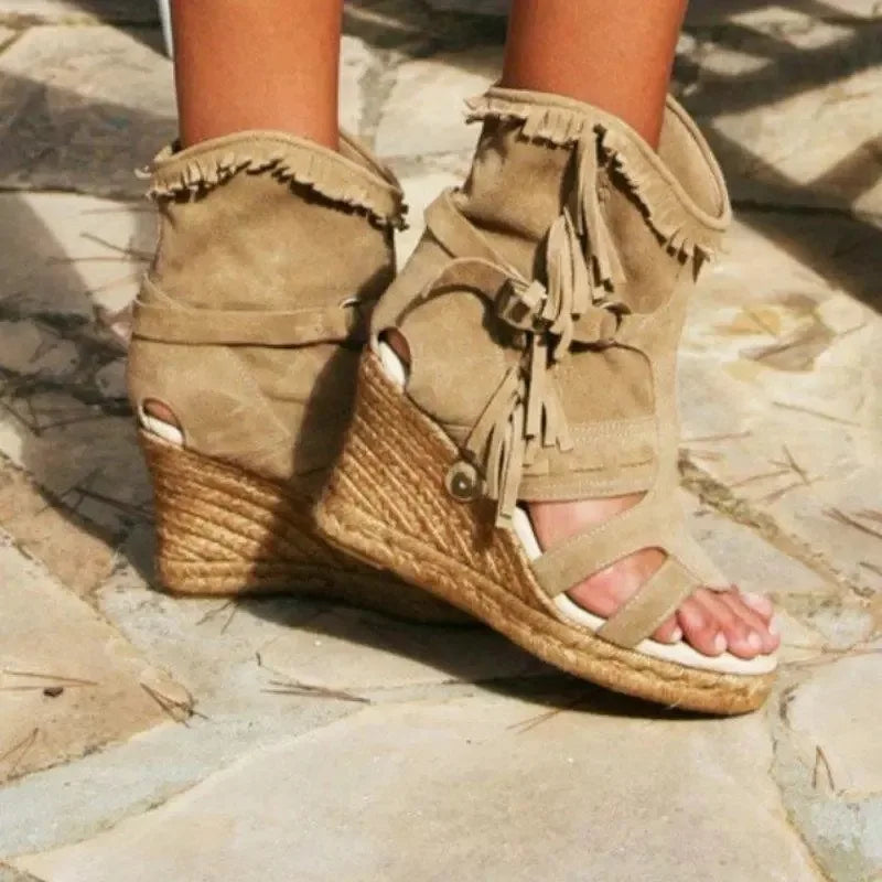 Ladies Summer Platform Wedge Tassel Shoe