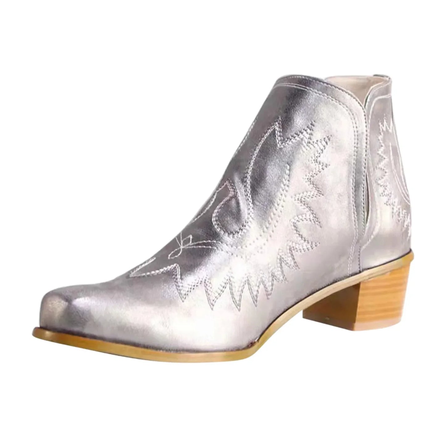 Women Flower Embroidered Cowboy Ankle Boots Casual Comfortable Boot/Shoe. 36-43