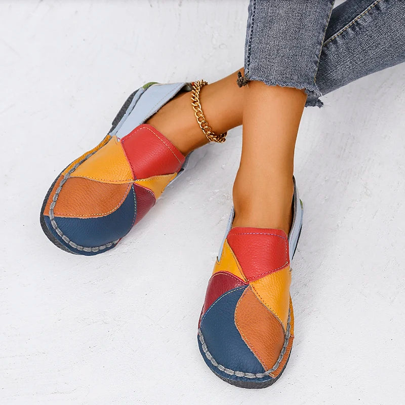 Women Genuine Leather Loafers Mixed Colours Spring Moccasins Casual Shoes