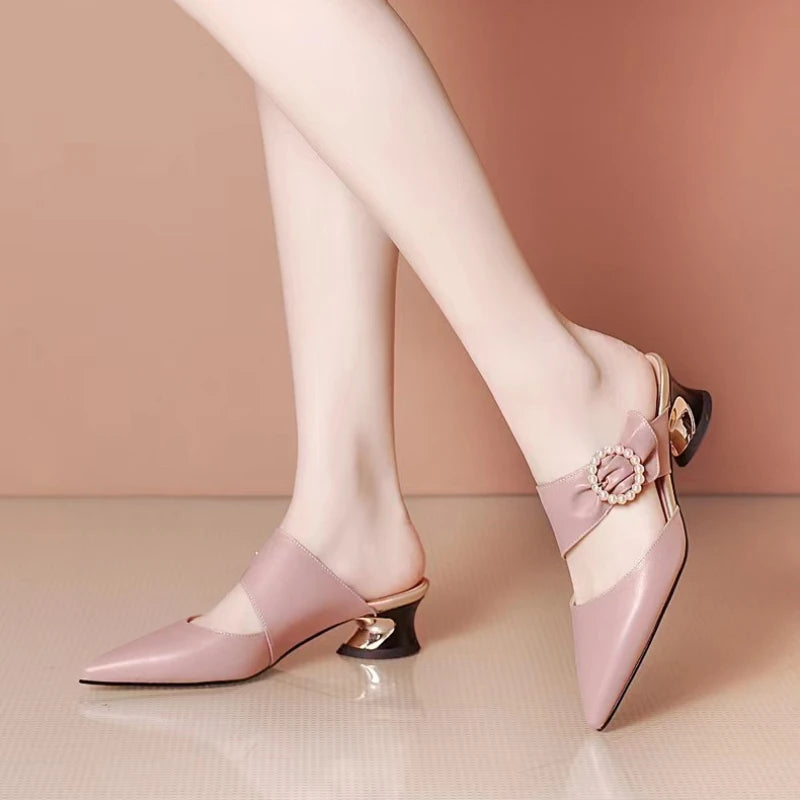 New 4cm Women Slip On Elegant Dress Shoe Pointed Toe Shoe