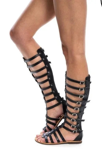 Summer Roman Sandals Causal Zip Flat Sandals Summer Hollow Shoe/Sandal