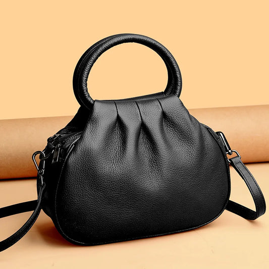 Designer Genuine Leather Handbag Women Fashion Shoulder Messenger Luxury Soft Cowhide Tote