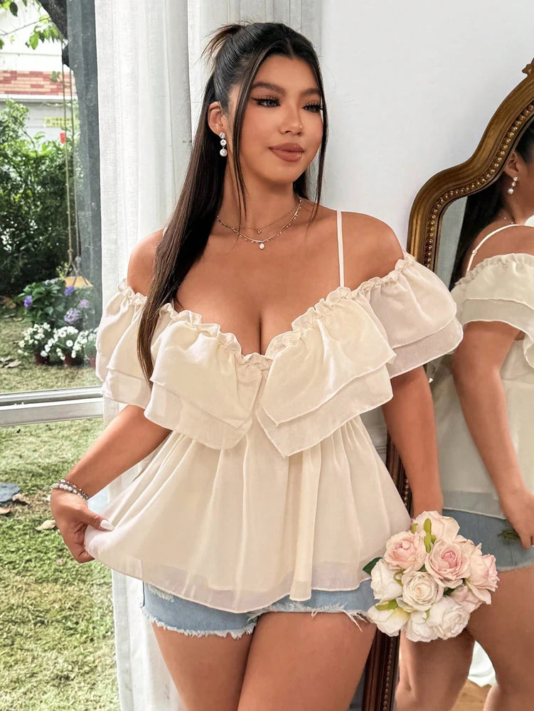 Plus Size 2025 New Women's Sexy Slim Blouse