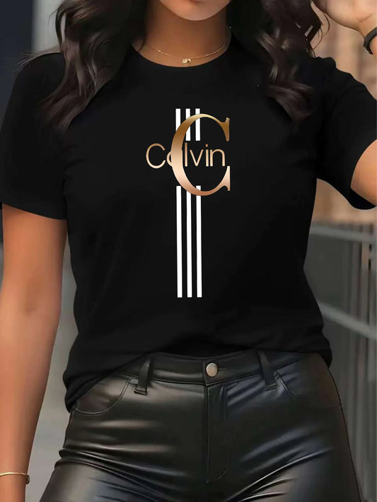 Women's PLUS-size Printed Short-sleeved T-shirt, Loose and Casual, Soft, Comfortable and Breathable, Outdoor Sports