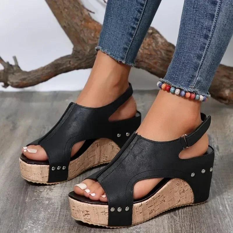 Women's Peep Toe Platform Wedge Sandals New Fashion Heel Shoes for Causal Wear. 35-43