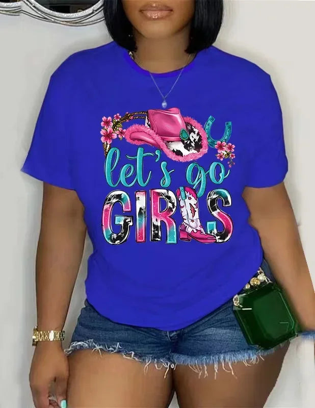 Women Plus Size Round Neck Short Sleeve Printed Casual Loose Trendy Plus Size T-Shirts.   XL-5X