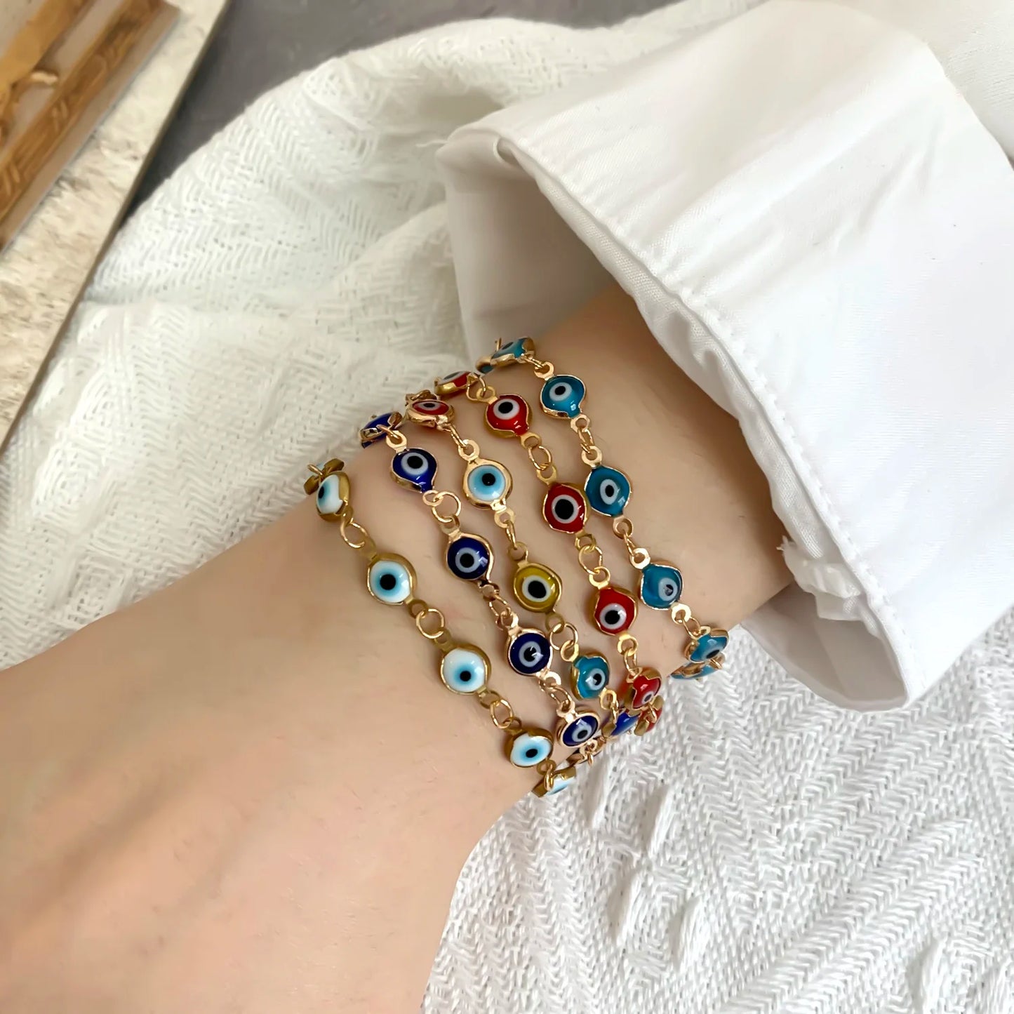 Lucky Turkey Evil Eye Bracelet For Women Adjustable Metal Chain Bangles Good Luck Wealth Jewelry