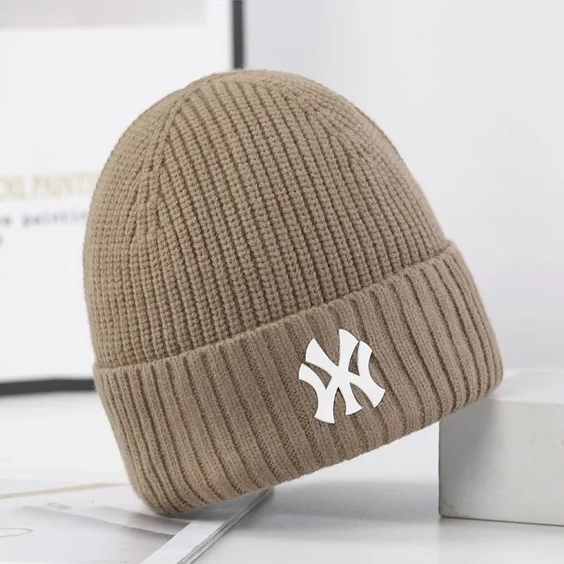 Unisex Keep Warm Autumn Winter Knitted Hat Female MY Letter Embroidery Hip-hop Hat Beanies Hats .