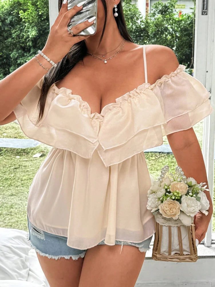 Plus Size 2025 New Women's Sexy Slim Blouse