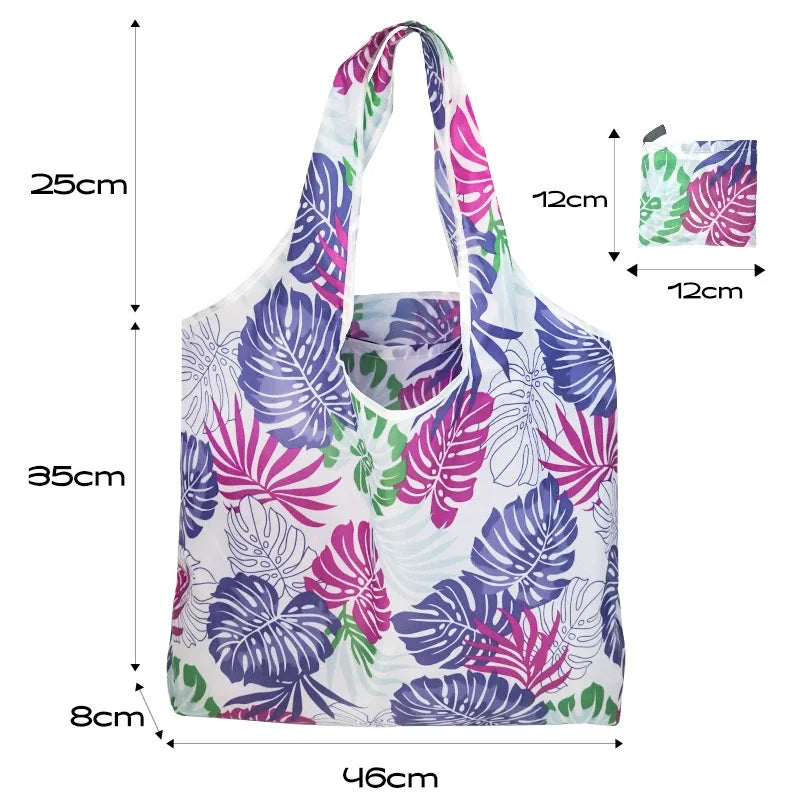 Large Capacity Leopard Print Hand Shopping Bag Women's Daily Folding Handbag (machine washable)