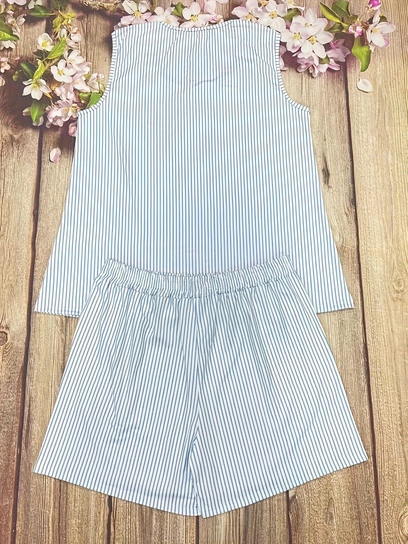 Plus Size Summer striped lady 2 piece