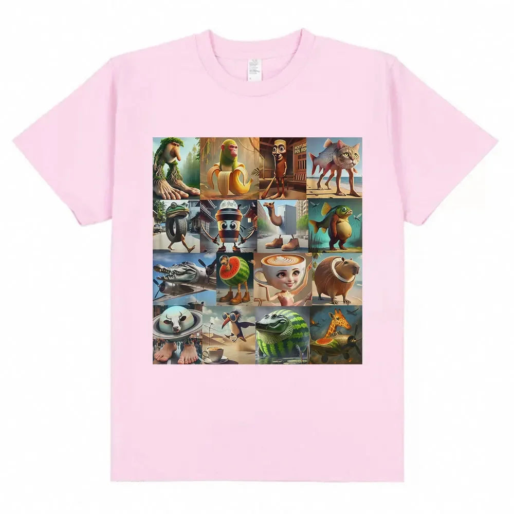 Italian brain rot shirt Brr Brr Patapim Tung Tung Tung Cappuccino ballerina funny T-shirt womens loose-fit T-shirt.  XS-3X