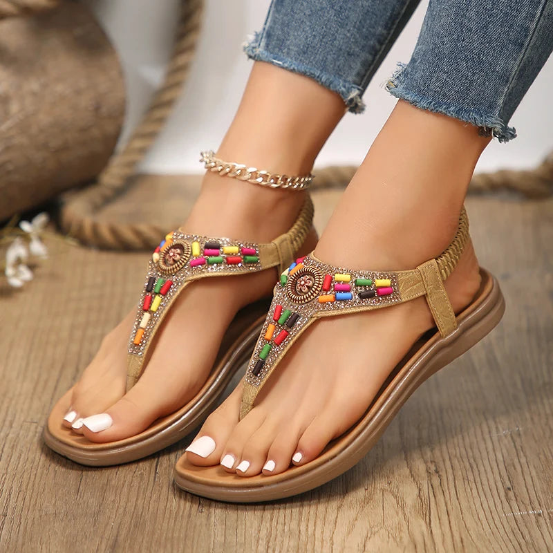 Bohemian Style Flat Sandals Gladiator Retro Casual Anti Slip Sandal.
