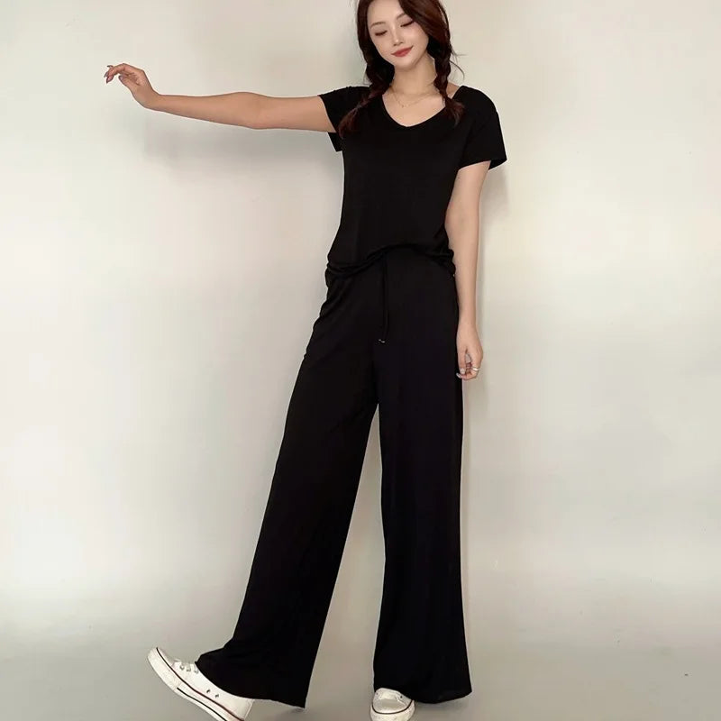 Plus size L to 6XL Women's wide leg pants high waist Loose Long solid colour Casual Pants