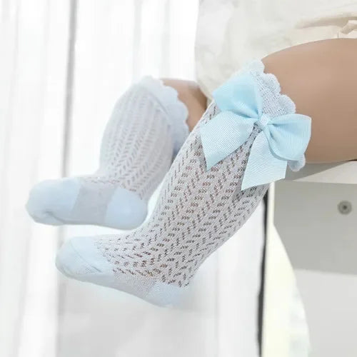 0-24Month Baby Girl Socks Toddler Bow Cotton Lace Baby Knee Socks Newborn Infant Baby Princess Long Socks 2025