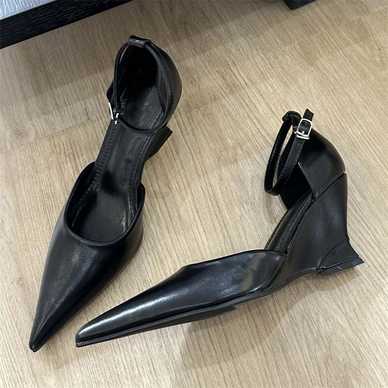 Spring Fashion Pointed Toe Slingback Wedge Heels Party Shoe