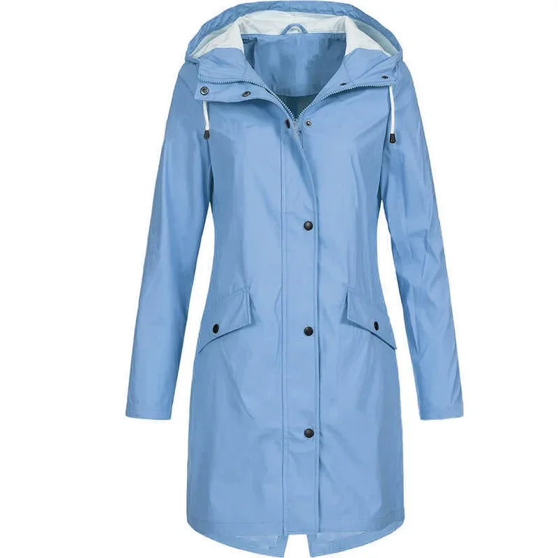 New Autumn Winter Outdoor Solid Zipper Mountaineering Jacket  Mid length Women's Windbreaker Not Waterproof.   S-3X