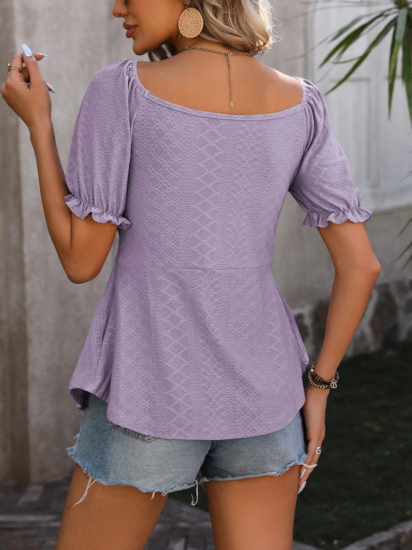 Ladies Sexy V-Neck Short Sleeve Slimming Casual Top,