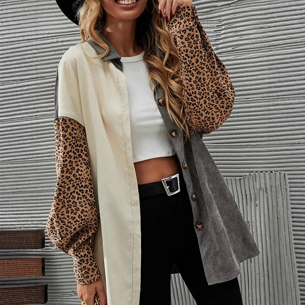 Fashionable Comfortable Casual New Lapel Long Sleeve Loose-Fit Cardigan European Style.  S-3xl