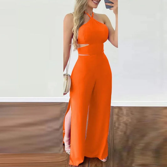 Women's Jumpsuit Elegant Summer High Slim Open Back  Sleeveless Jumpsuit.  S-3x