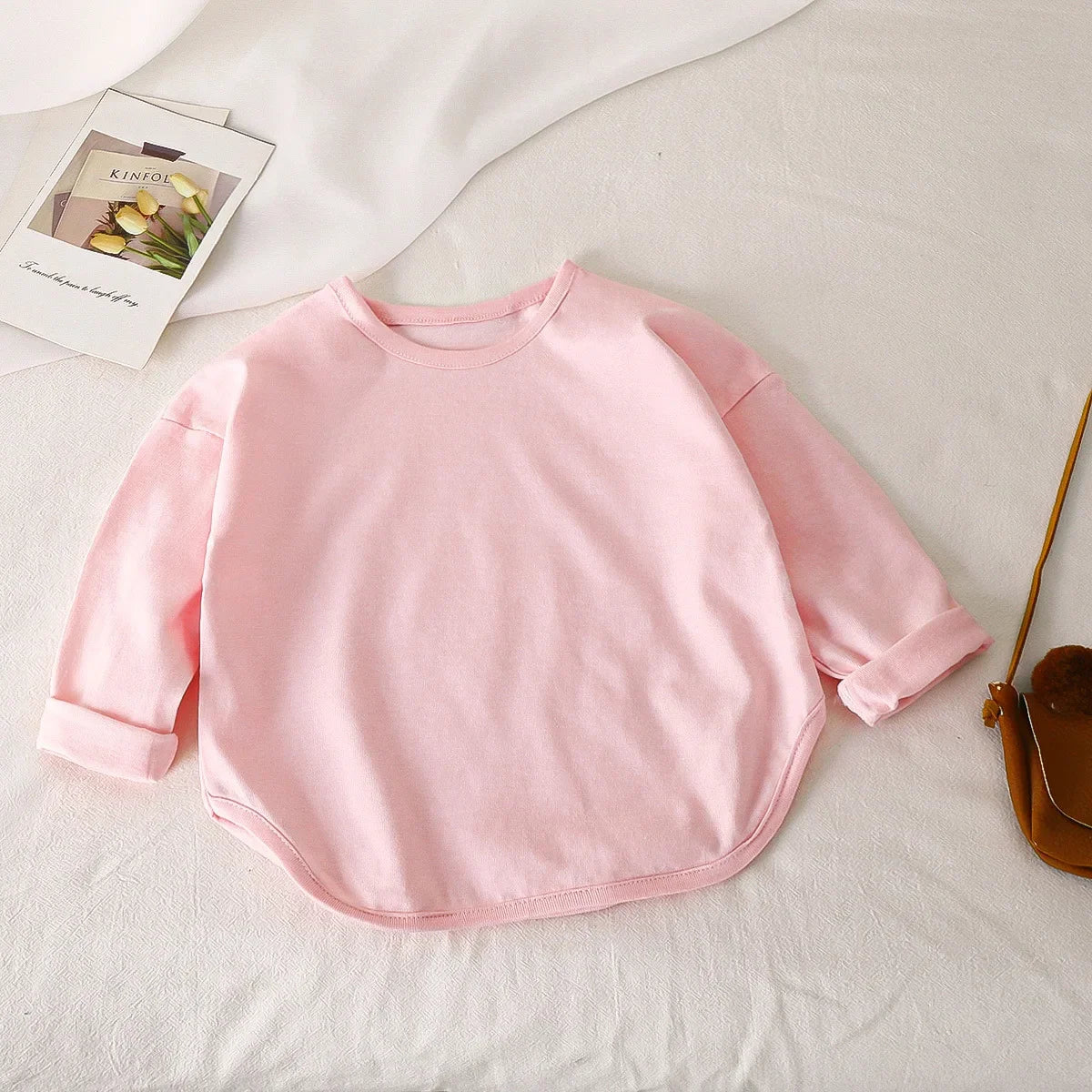 Autumn Boy Girl Baby O-neck Solid Bottoming Shirt Children Simple Casual Long Sleeves T-shirt Kid Cotton Tops Infant Unique Tees