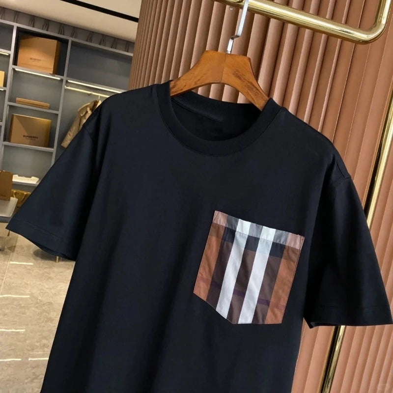 Luxury Brand Design 2025 Summer Black Loose Cotton Short Sleeve T-shirt For Men.  S-xxL