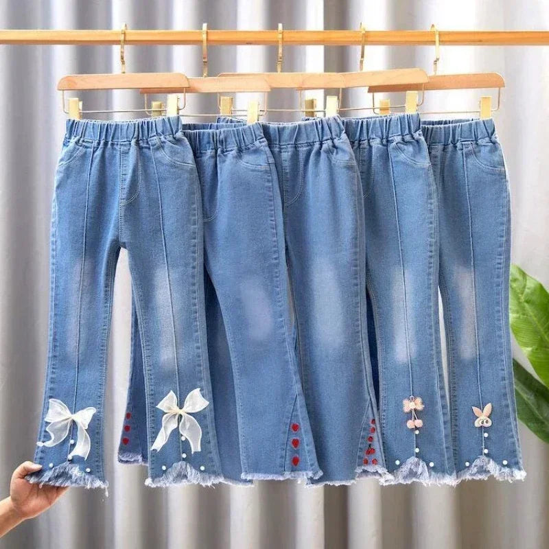 Girls Jeans Pants New Kids Denim Trousers Children Fashion Bell Bottoms New Spring Autumn Jeans Pant Cute Baby Girl Casual Pants