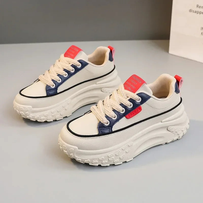 Women Platform Adds Height and very comfortable ,Anti-slip Wear-resistant Leather Casual Sports Shoe