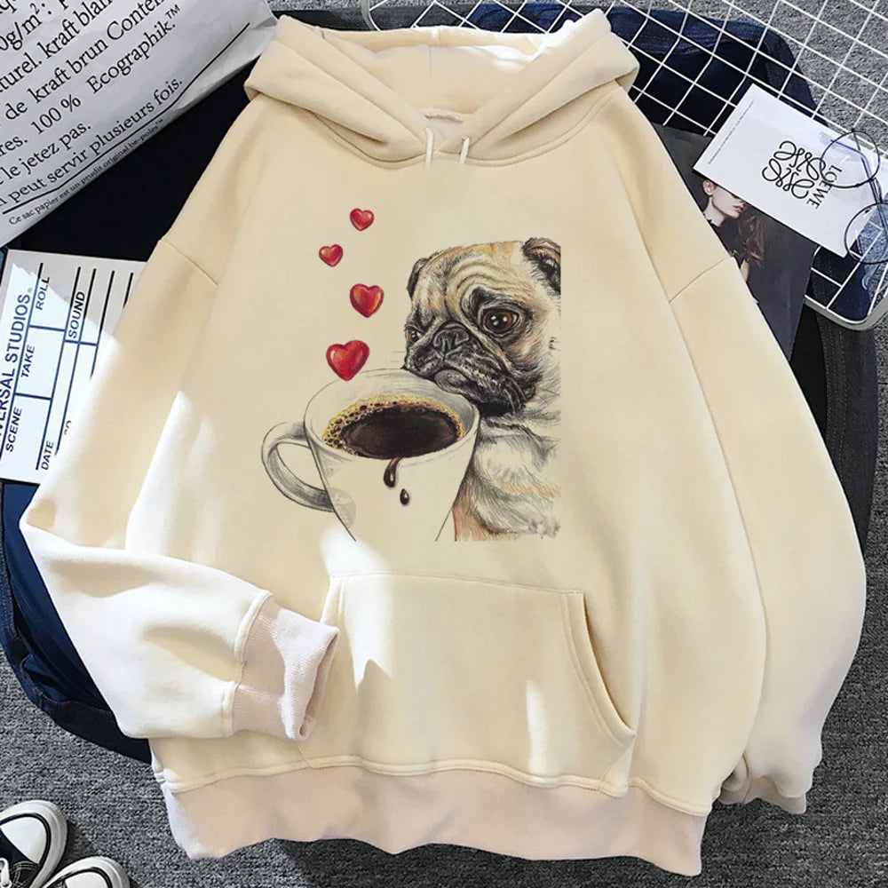 Pug hoodies women Fleece long sleeve  Hoodie.   XS-2X