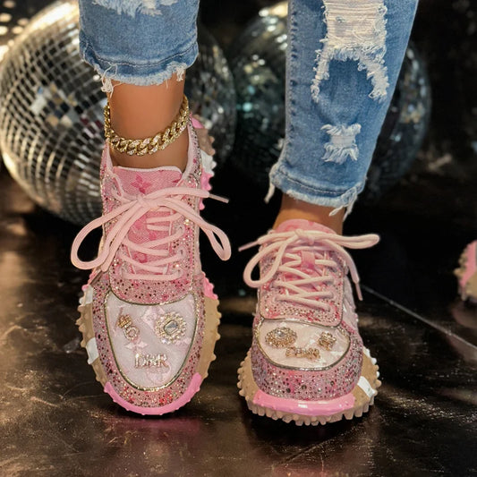 Women's Casual Sneakers Fashion Luxury Rhinestone Ladies Shoes 2025 New Outdoor Platform Female Sports Shoes Zapatos Mujer
